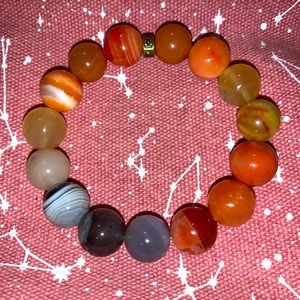 🧿2/$15🧿✋🏼Made Natural 12mm Botswana Agate Stone Bracelet w Brass Tie Cover